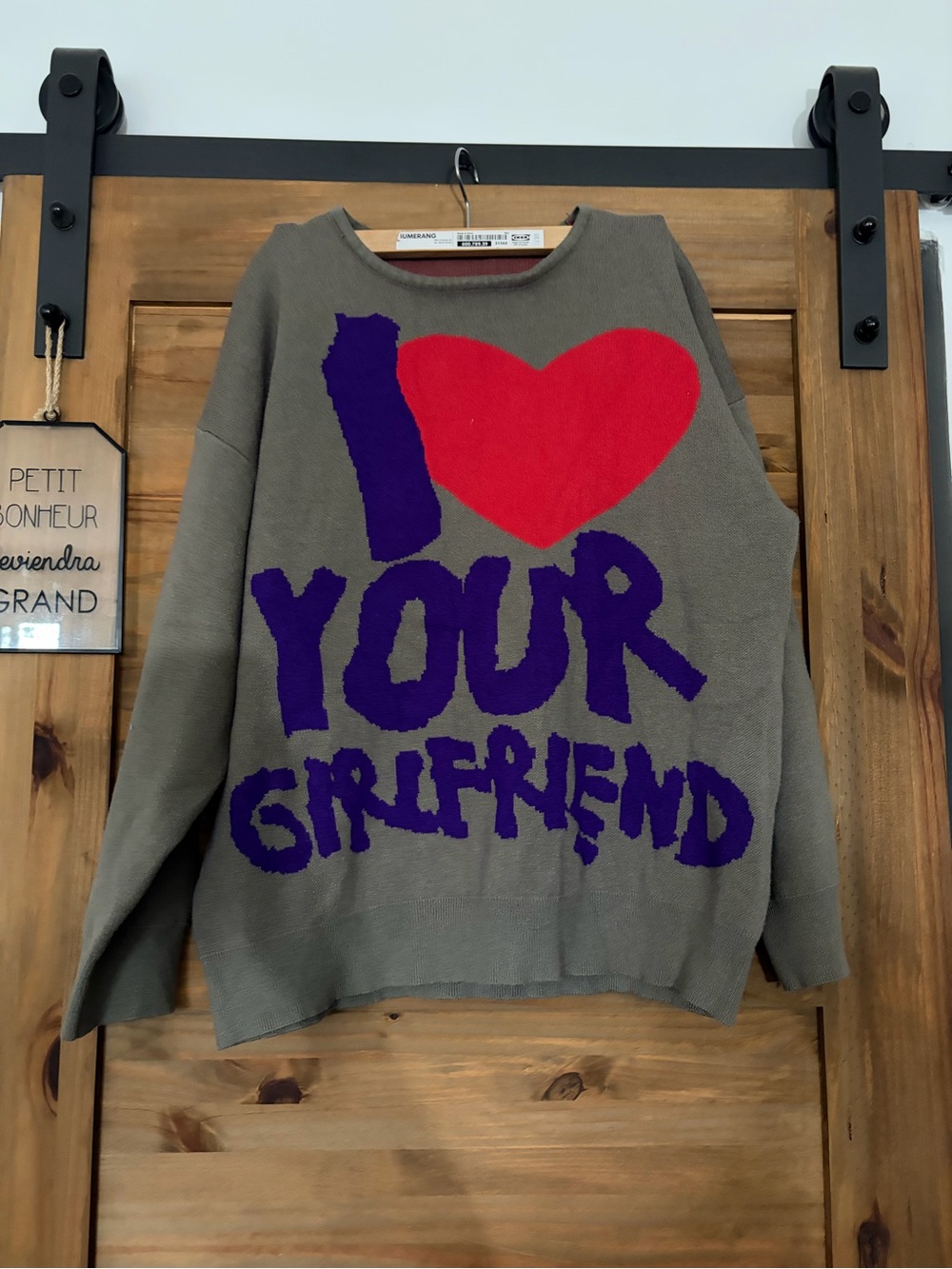 I Love Your Girlfriend Graphic Sweater - Olive